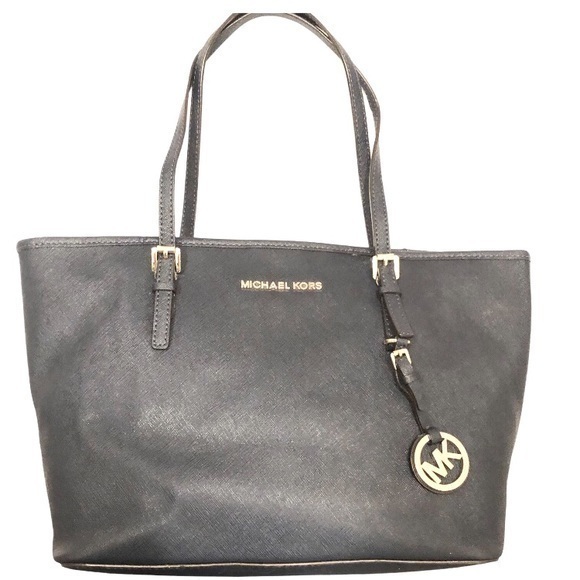 Michael kors saffiano leather dark blue tote bag